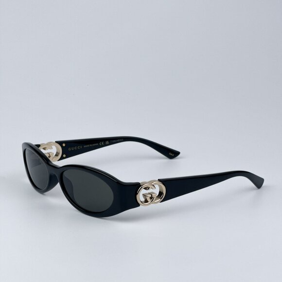 Gucci Women Black Grey Oval BRAND NEW Sunglasses GG1660S 001 main image 5